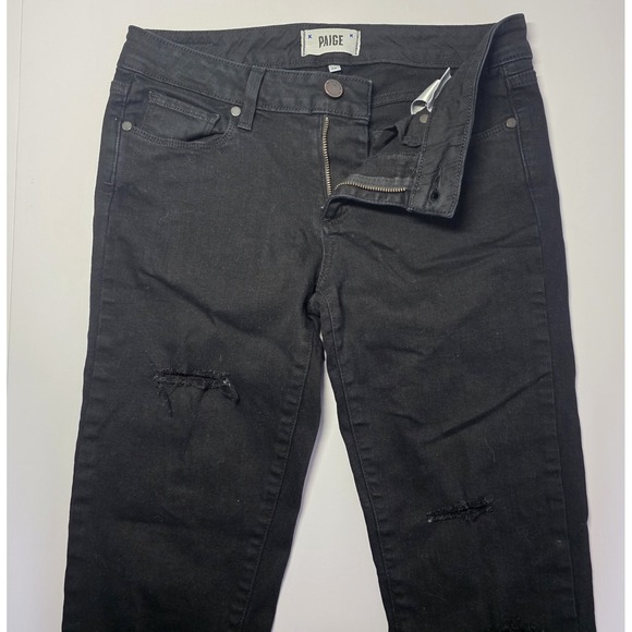 PAIGE Denim - Paige Jeans Womens Size 28 Skyline Skinny Black Distressed Denim Jeans Pants